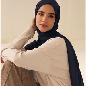Blue Navy Chiffon Hijab Head Scarf Wrap Modest